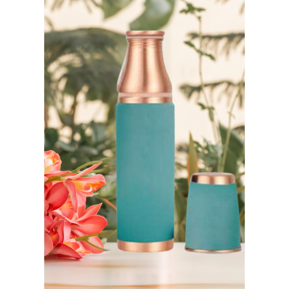 TURQUOISE GLASS COPPER BOTTLE