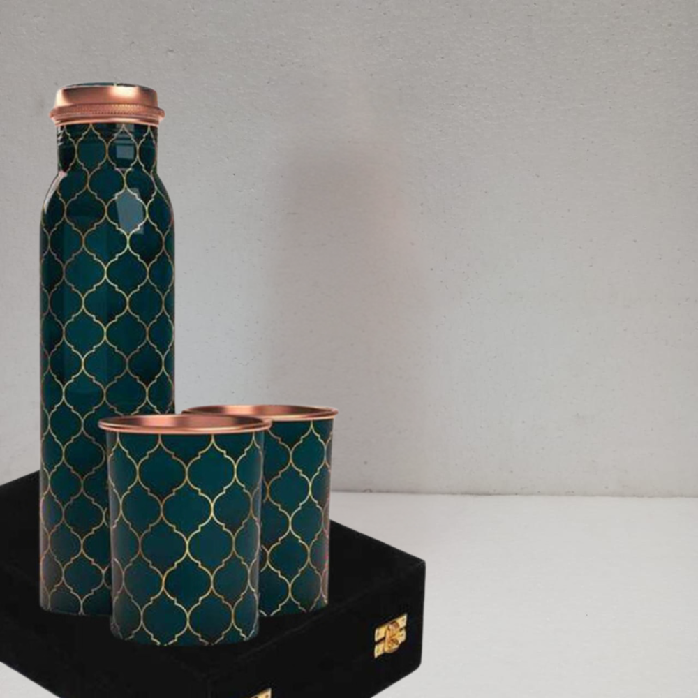 Marble Print Meenakari Bottle Gift Set Box Price Extra