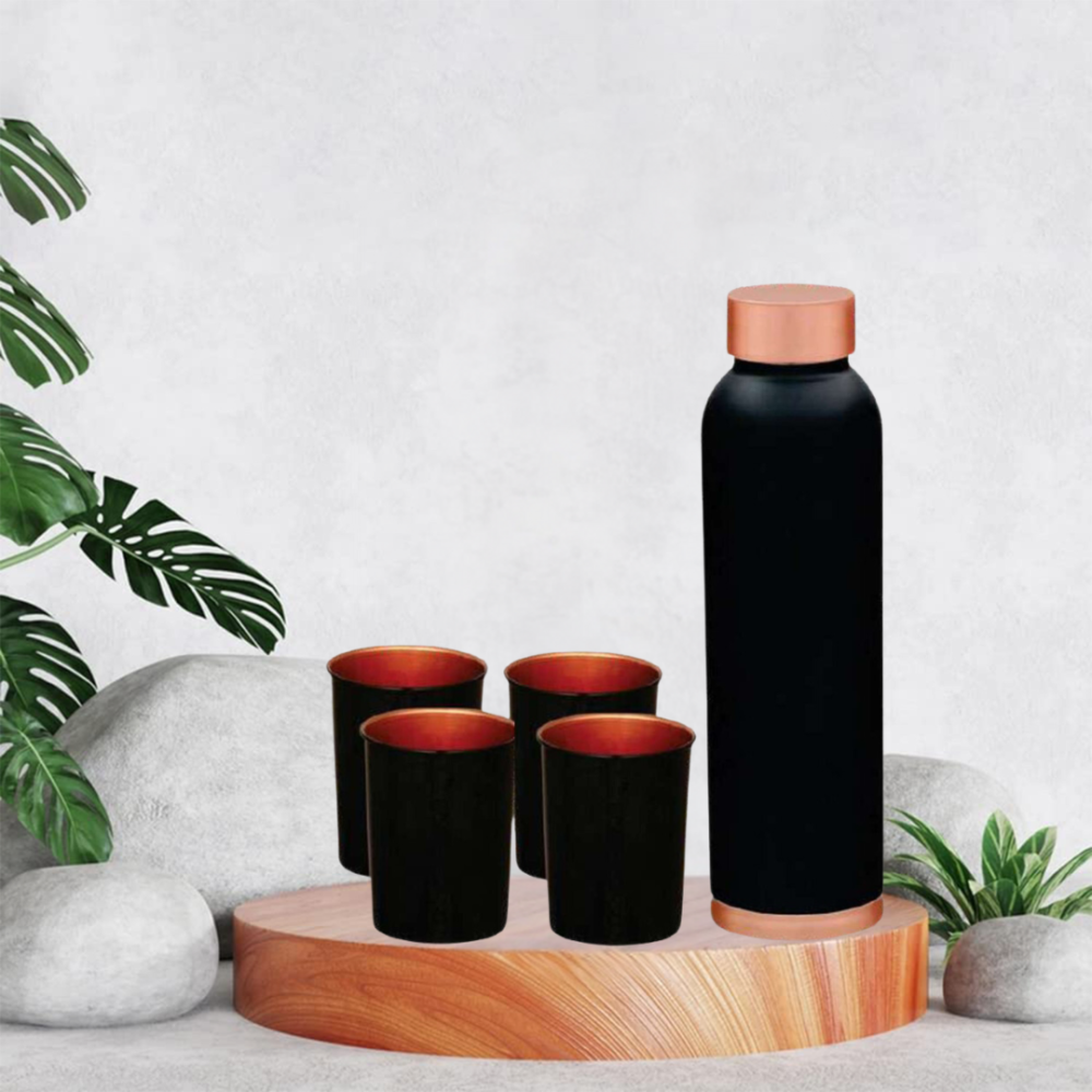 PREMIUM OREO COPPER BOTTLE WITH 4 GLASS GIFT SET