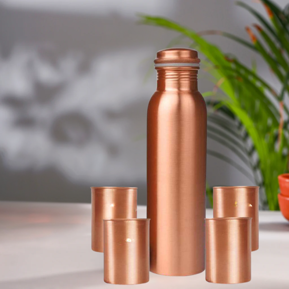 PREMIUM COPPER BOTTLE WITH GLASS GIFT SET